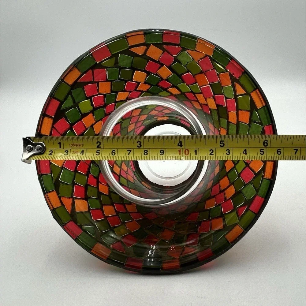 2012 Yankee Candle Mosaic Tile Shade and Plate Set‎ Holiday Colors